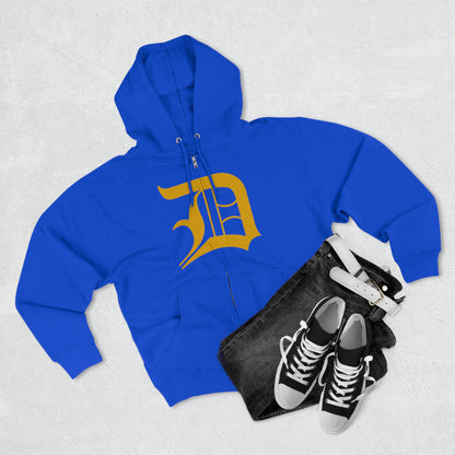 Detroit 'Old English D' Hoodie (Full-Body Gold) | Unisex Full Zip