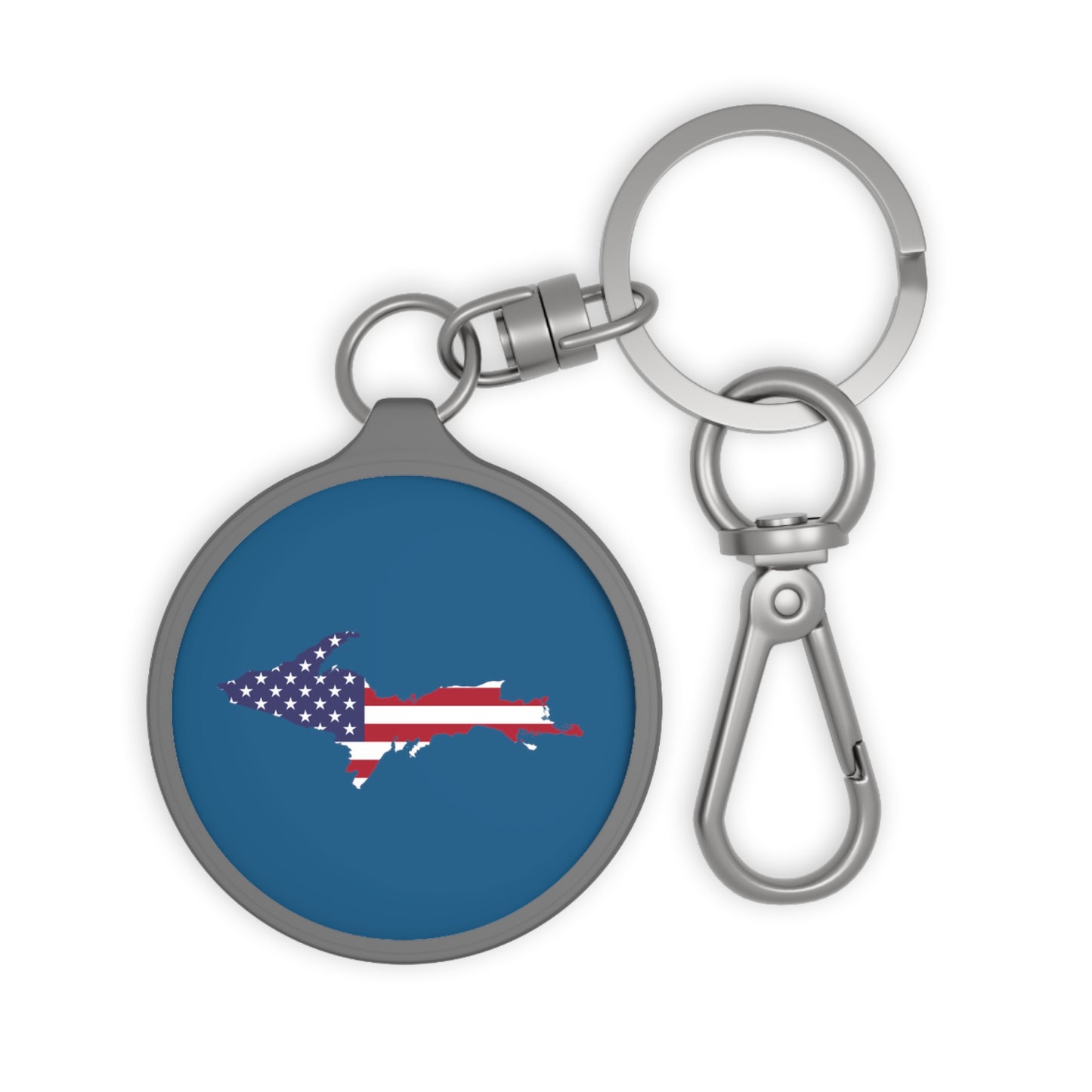 Michigan Upper Peninsula Keyring (w/ UP USA Flag) | Blueberry