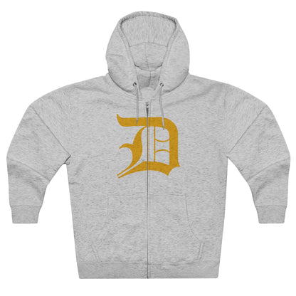 Detroit 'Old English D' Hoodie (Full-Body Gold) | Unisex Full Zip