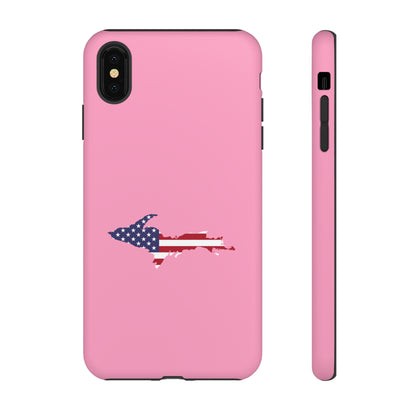 Michigan Upper Peninsula Tough Phone Case ('67 Caddie Pink w/ UP USA Flag Outline) | Apple iPhone