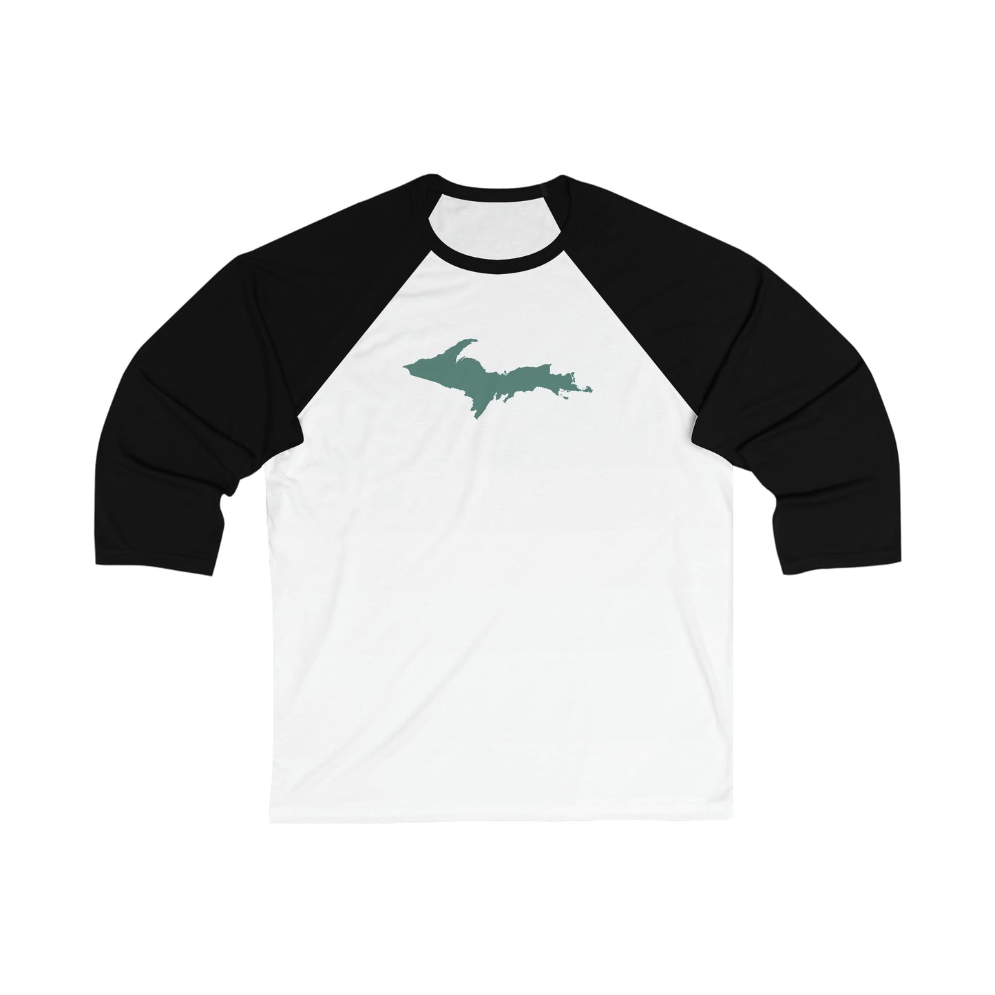 Michigan Upper Peninsula T-Shirt (w/ Copper Green UP Outline)  | 3/4 Sleeve Baseball