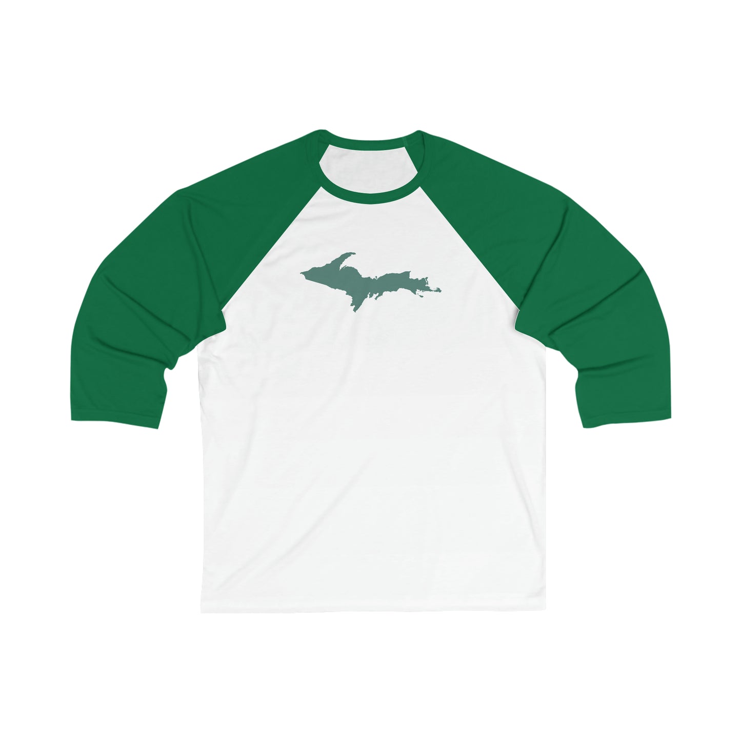 Michigan Upper Peninsula T-Shirt (w/ Copper Green UP Outline)  | 3/4 Sleeve Baseball