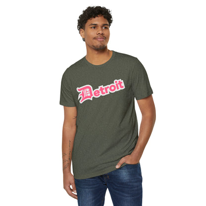 Detroit' T-Shirt (Rhodochrosite Pink Old English 'D') | Unisex Recycled Organic