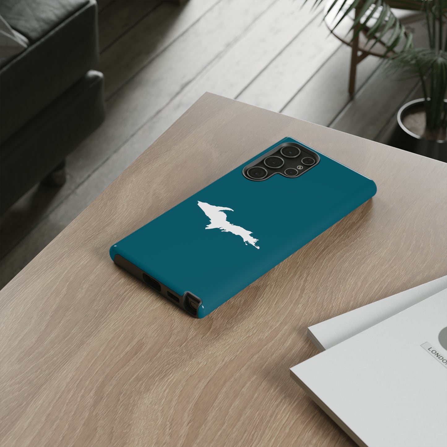 Michigan Upper Peninsula Tough Phone Case (Auburn Hills Teal w/ UP Outline) | Samsung & Pixel Android