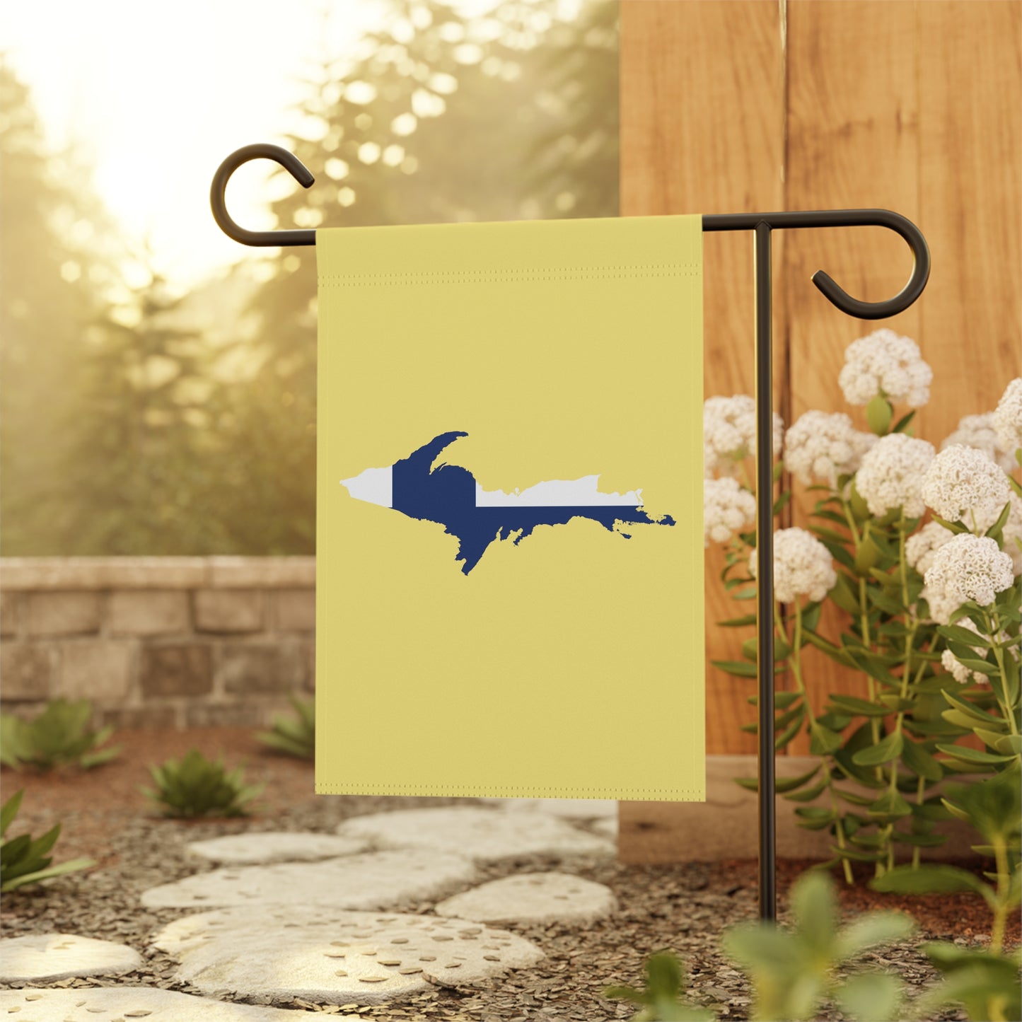 Michigan Upper Peninsula Home & Garden Flag (w/ UP Finland Flag) | Cherry Yellow