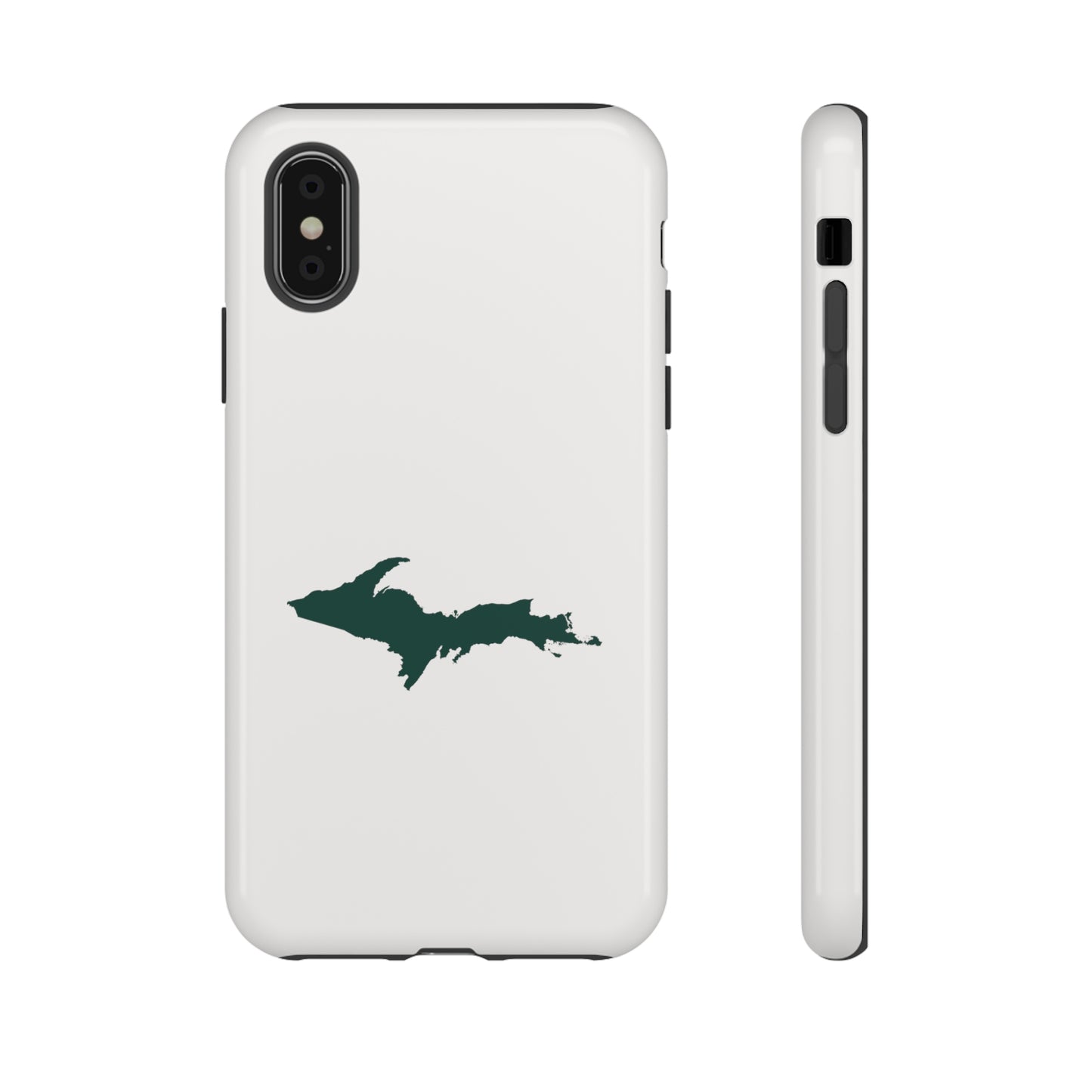 Michigan Upper Peninsula Tough Phone Case (Birch Bark White w/ Green UP Outline) | Apple iPhone