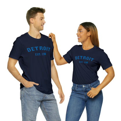 'Detroit EST. 1701' T-Shirt (Azure Ballpark Font) | Unisex Standard