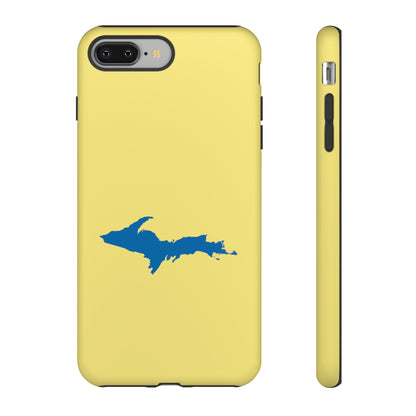 Michigan Upper Peninsula Tough Phone Case (Yellow Cherry Color w/ Azure UP Outline) | Apple iPhone