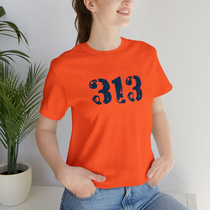 Detroit '313' T-Shirt (Distressed Stencil Font) | Unisex Standard Fit