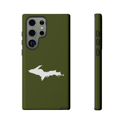 Michigan Upper Peninsula Tough Phone Case (Army Green w/ UP Outline) | Samsung & Pixel Android