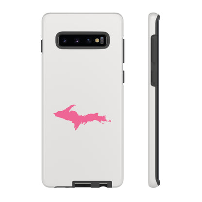 Michigan Upper Peninsula Tough Phone Case (Birch Bark White w/ Pink UP Outline) | Samsung & Pixel Android