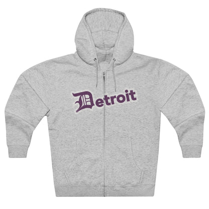 'Detroit' Hoodie (Plum w/ Old English 'D') | Unisex Full Zip