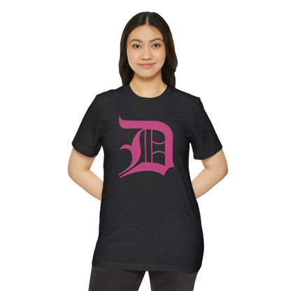 Detroit 'Old English D' T-Shirt (Apple Blossom Pink) | Unisex Recycled Organic