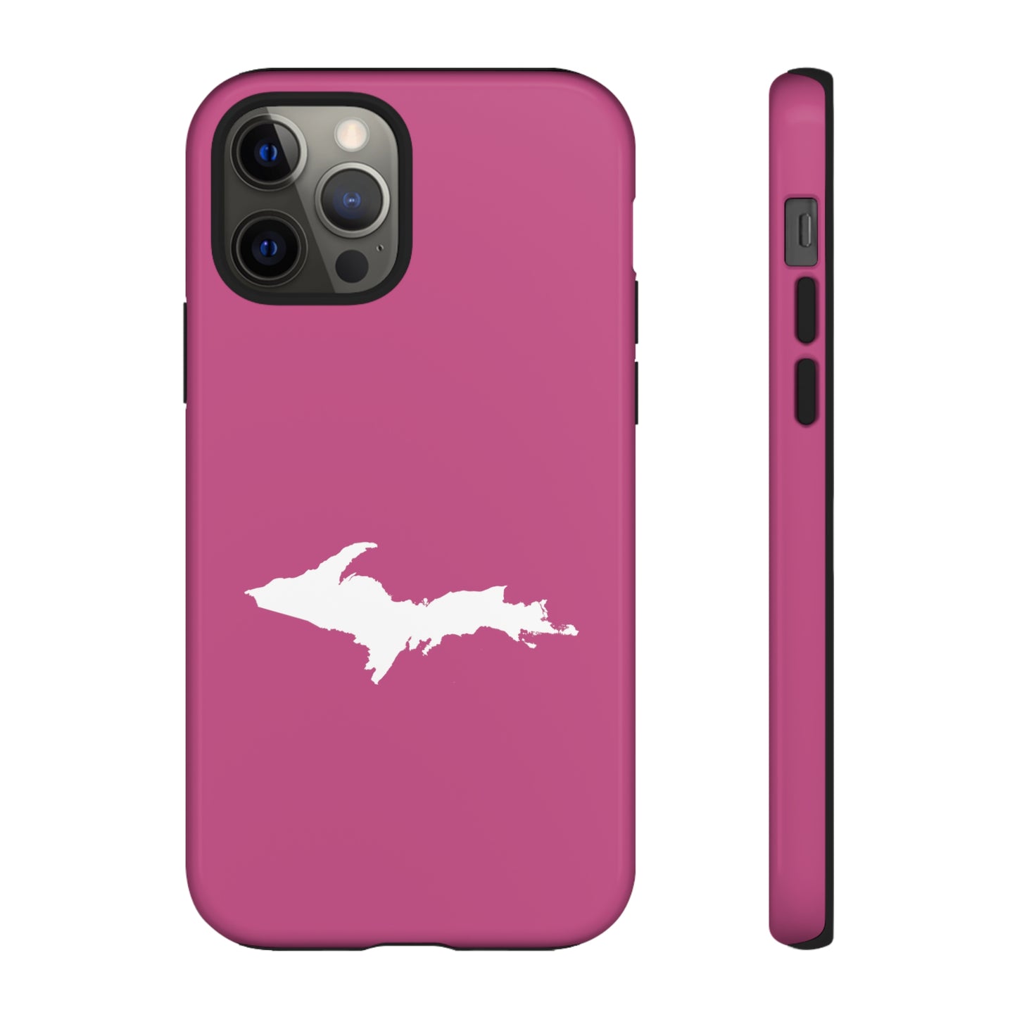 Michigan Upper Peninsula Tough Phone Case (Apple Blossom Pink w/ UP Outline) | Apple iPhone