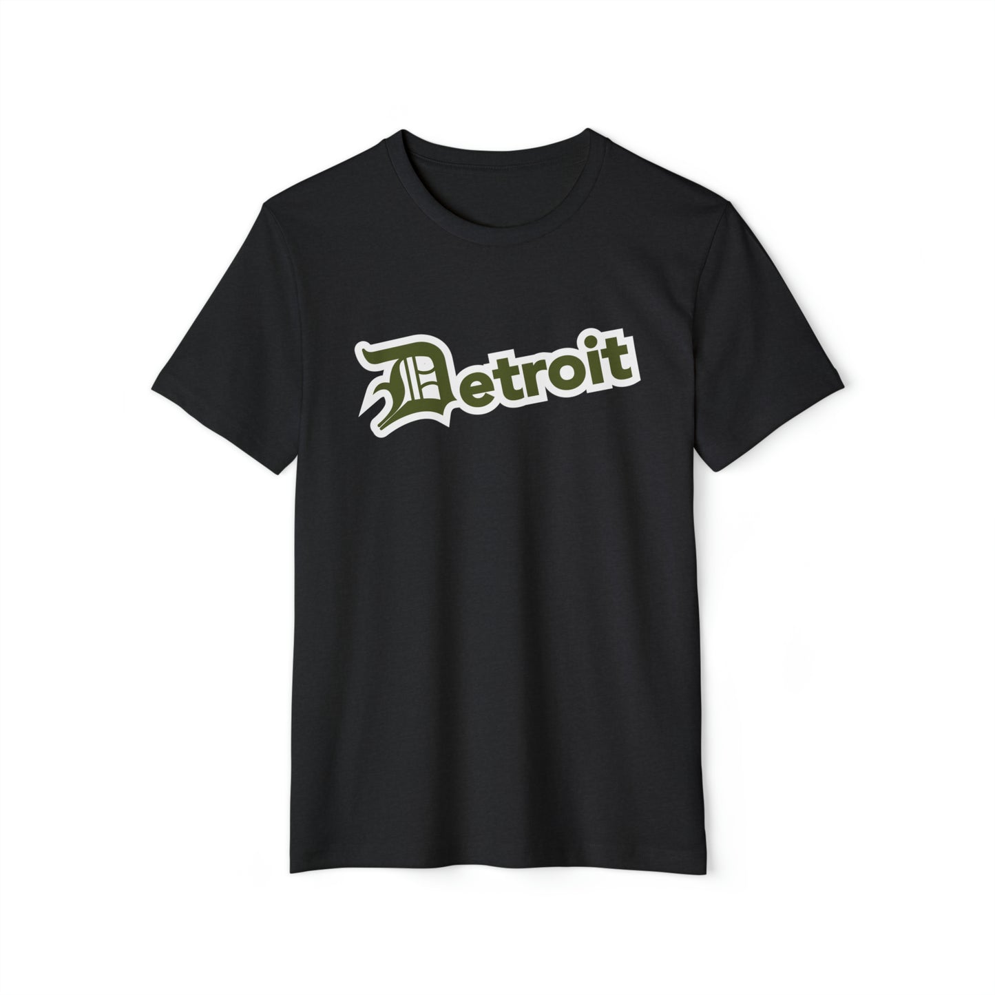 Detroit' T-Shirt (Army Green Old English 'D') | Unisex Recycled Organic