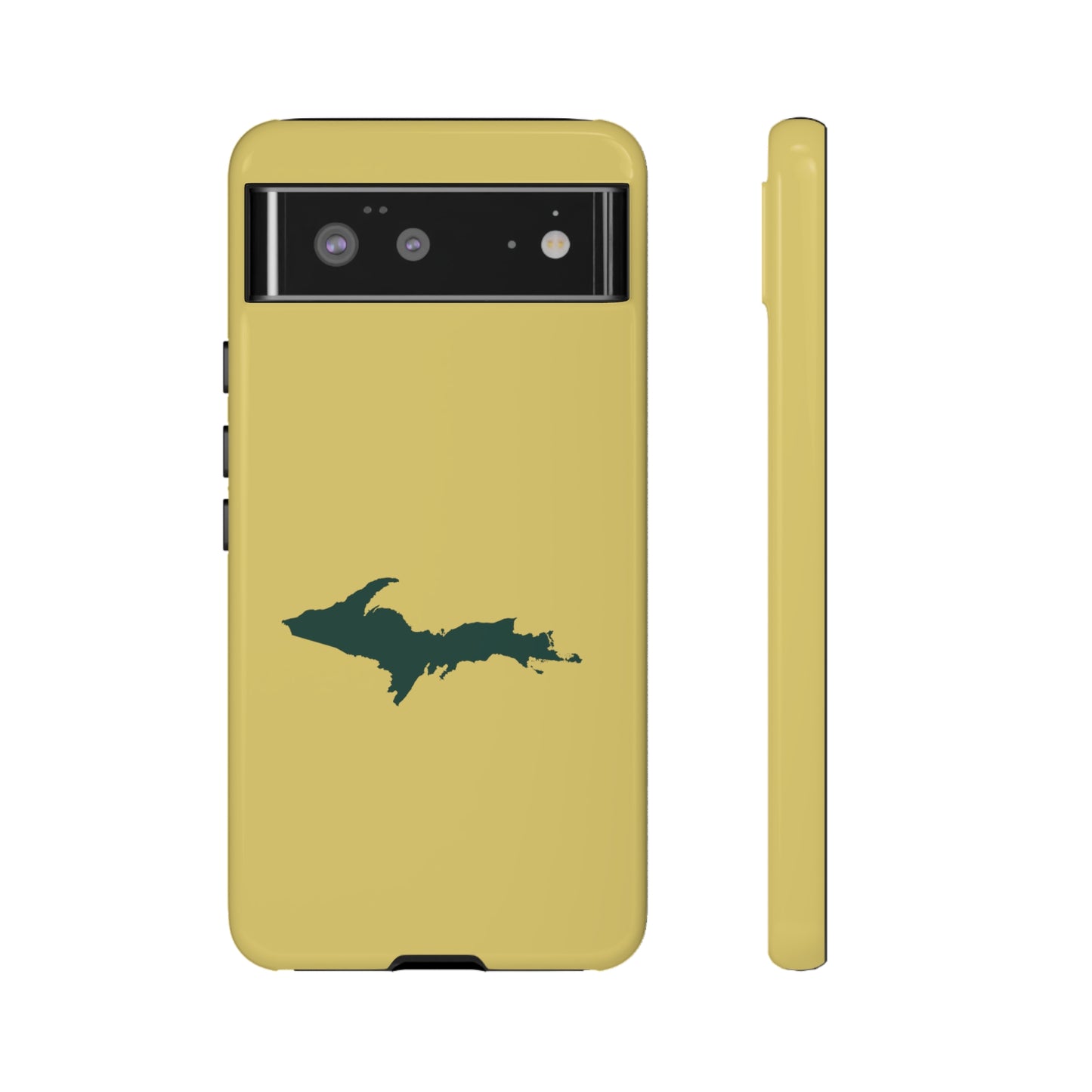 Michigan Upper Peninsula Tough Phone Case (Plum Yellow w/ Green UP Outline) | Samsung & Pixel Android