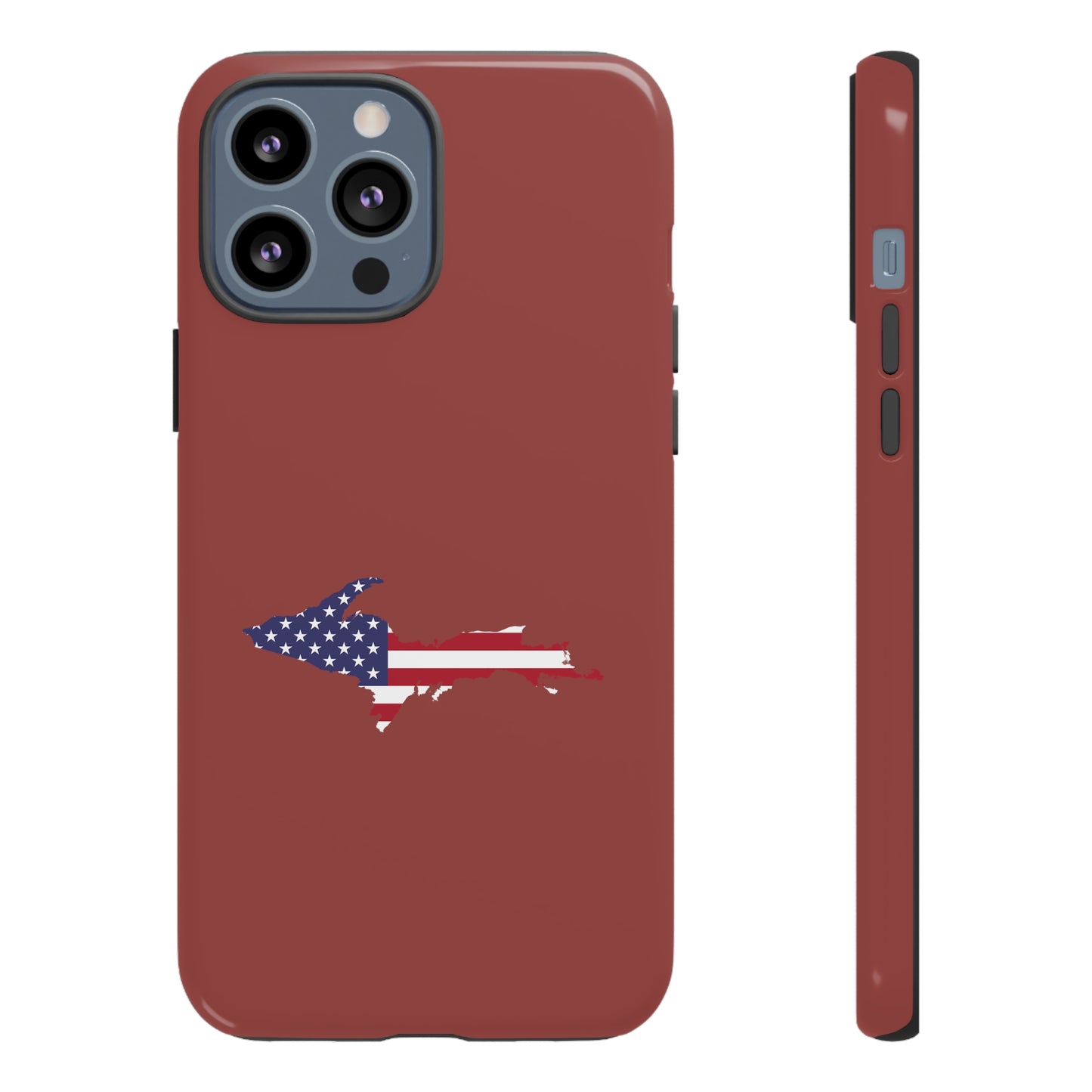 Michigan Upper Peninsula Tough Phone Case (Ore Dock Red w/ UP USA Flag Outline) | Apple iPhone