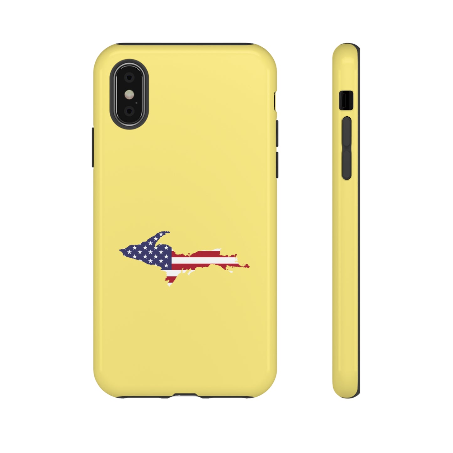 Michigan Upper Peninsula Tough Phone Case (Yellow Cherry Color w/ UP USA Outline) | Apple iPhone