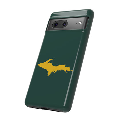 Michigan Upper Peninsula Tough Phone Case (Green w/ Gold UP Outline) | Samsung & Pixel Android