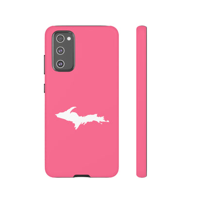 Michigan Upper Peninsula Tough Phone Case (Rhodochrosite Pink w/ UP Outline) | Samsung & Pixel Android