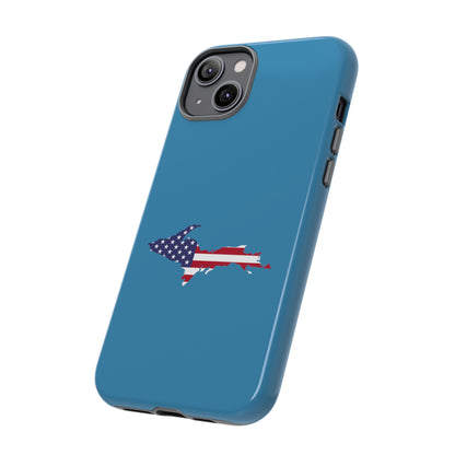 Michigan Upper Peninsula Tough Phone Case (Lake Michigan Blue w/ UP USA Flag Outline) | Apple iPhone