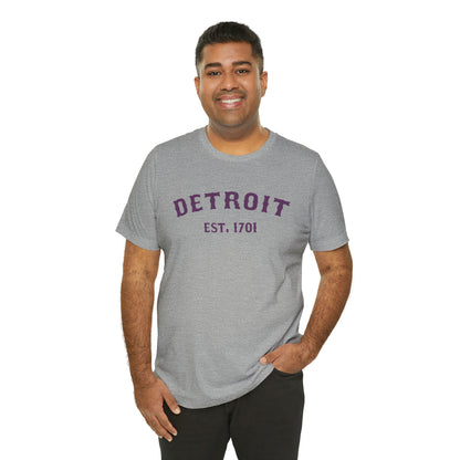 'Detroit EST. 1701' T-Shirt (Plum Ballpark Font) | Unisex Standard