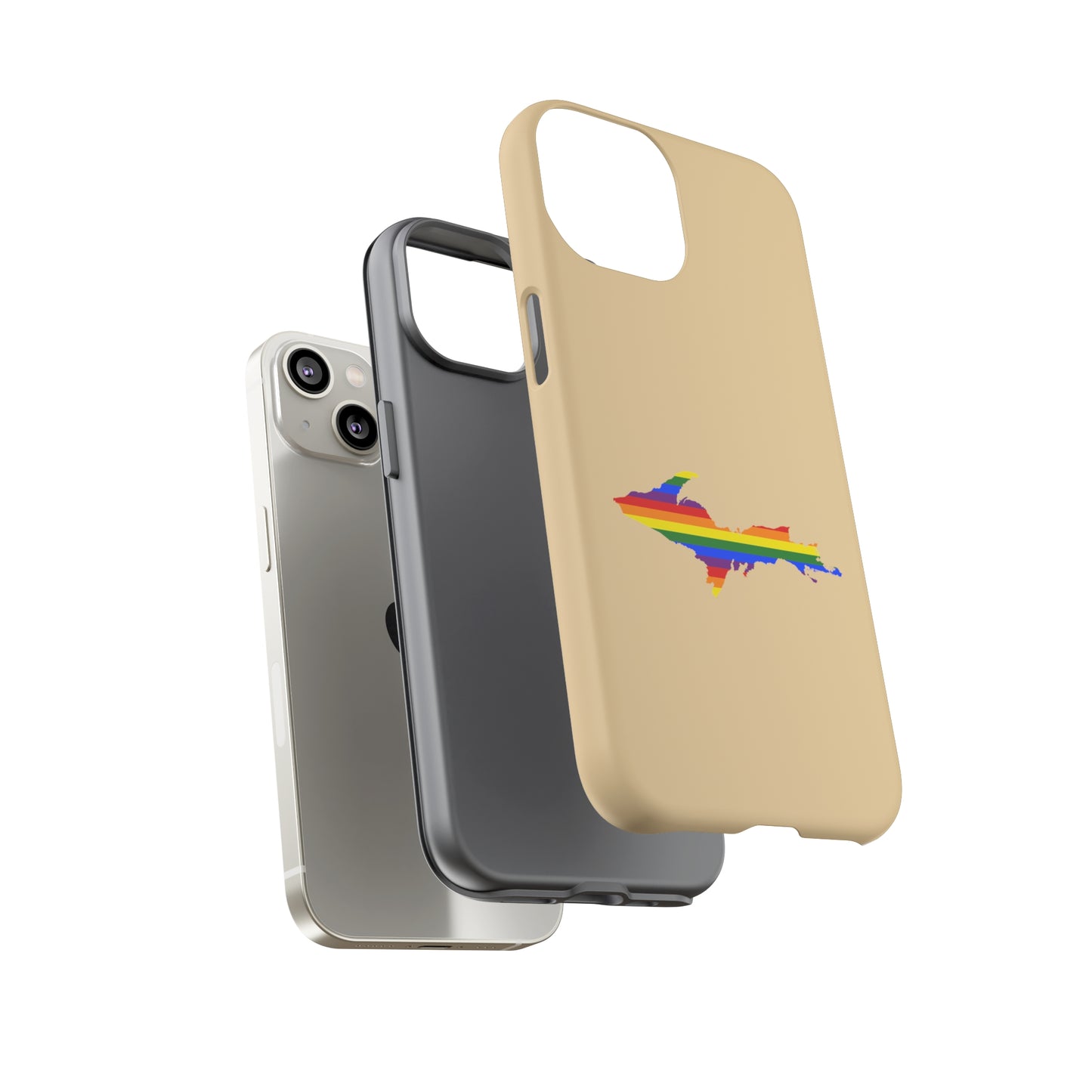 Michigan Upper Peninsula Tough Phone Case (Maple Color w/ UP Pride Flag Outline) | Apple iPhone