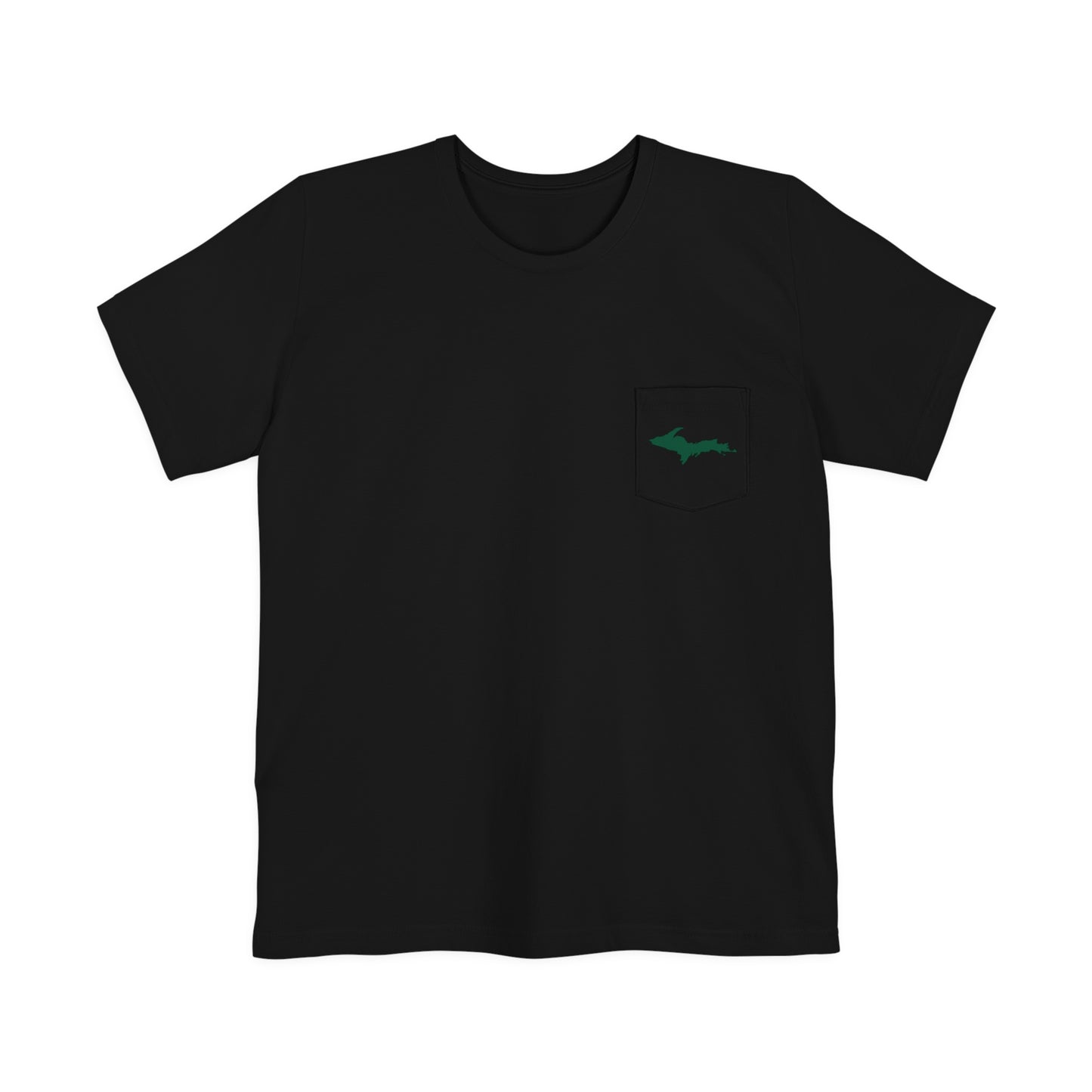 Michigan Upper Peninsula Pocket T-Shirt (w/ Green UP Outline) | Unisex Standard