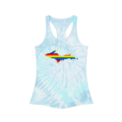 Michigan Upper Peninsula Tank Top (w/ UP Rainbow Pride Flag) | Tie-Dye Racerback