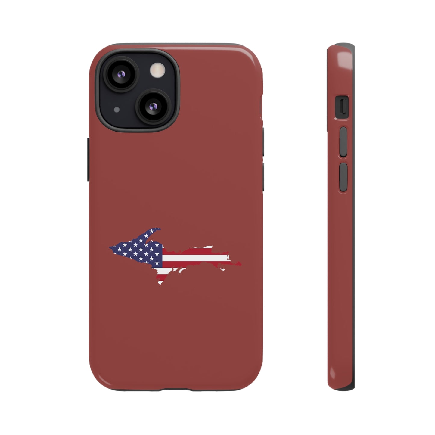 Michigan Upper Peninsula Tough Phone Case (Ore Dock Red w/ UP USA Flag Outline) | Apple iPhone