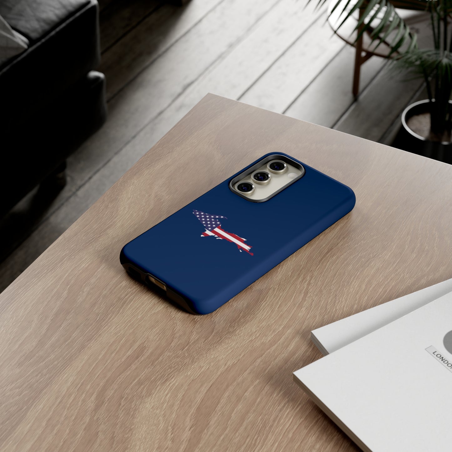 Michigan Upper Peninsula Tough Phone Case (Old Glory Blue w/ UP USA Flag Outline) | Samsung & Pixel Android