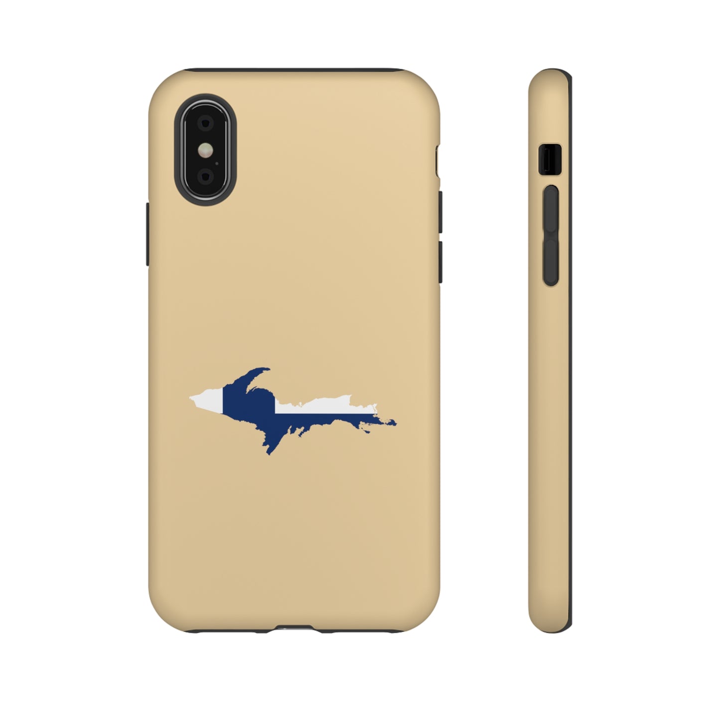 Michigan Upper Peninsula Tough Phone Case (Maple Color w/ UP Finland Flag Outline) | Apple iPhone