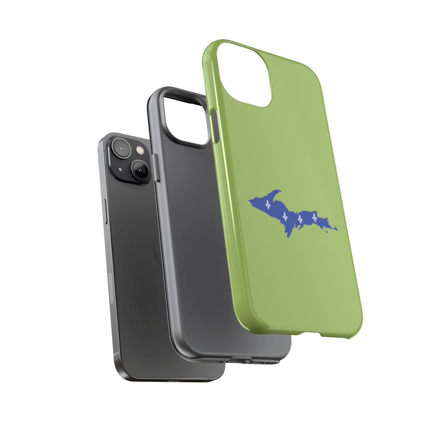 Michigan Upper Peninsula Tough Phone Case (Gooseberry Green w/ UP Quebec Flag Outline) | Apple iPhone