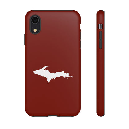 Michigan Upper Peninsula Tough Phone Case (Traverse Cherry Red w/ UP Outline) | Apple iPhone