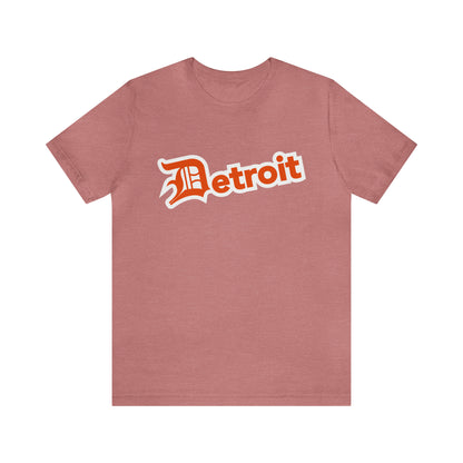 'Detroit' T-Shirt (Maple Leaf Orange w/ Old English 'D') | Unisex Standard