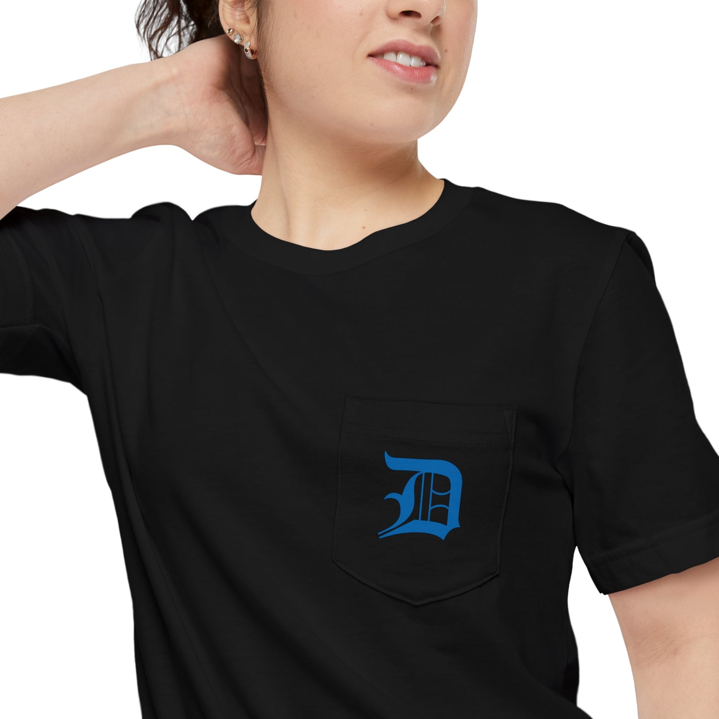 Detroit 'Old English D' Pocket T-Shirt (Azure) | Unisex Standard