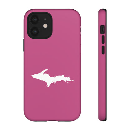 Michigan Upper Peninsula Tough Phone Case (Apple Blossom Pink w/ UP Outline) | Apple iPhone