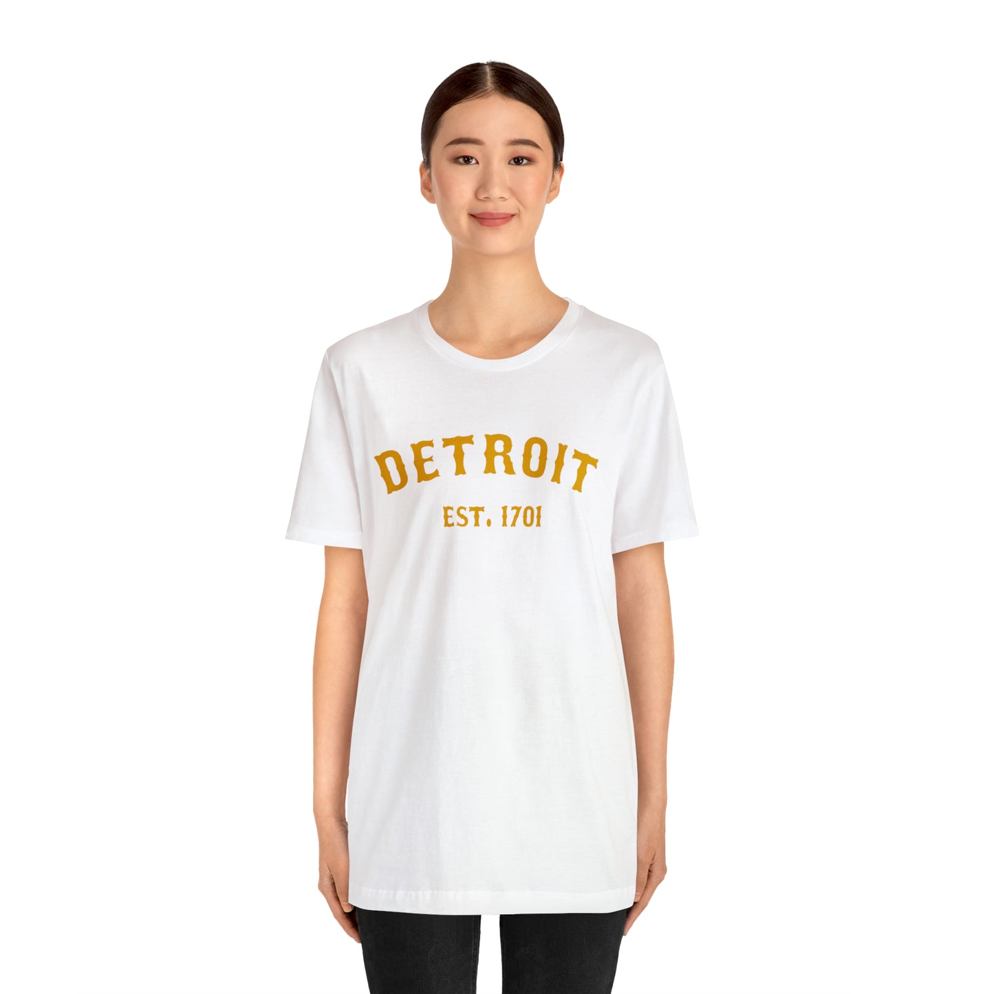 'Detroit EST. 1701' T-Shirt (Gold Ballpark Font) | Unisex Standard