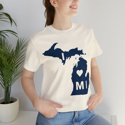 'I ❤️ MI' T-Shirt (w/ Full MI Outline) | Unisex Standard Fit