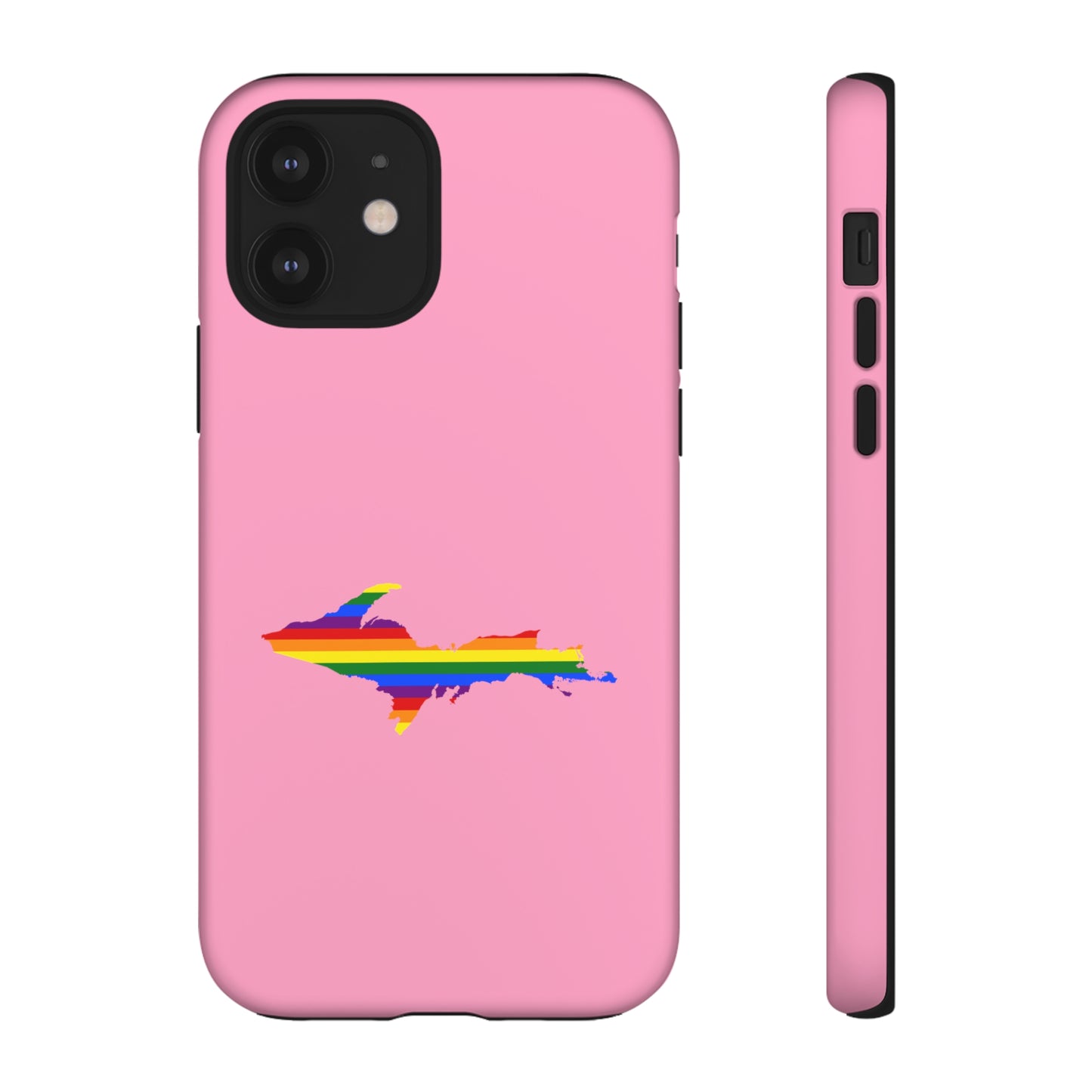 Michigan Upper Peninsula Tough Phone Case ('67 Pink Caddie w/ UP Pride Flag Outline) | Apple iPhone