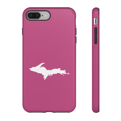 Michigan Upper Peninsula Tough Phone Case (Apple Blossom Pink w/ UP Outline) | Apple iPhone