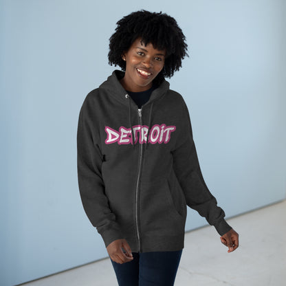 Detroit' Hoodie (Apple Blossom Pink Tag Font) | Unisex Full Zip