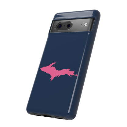 Michigan Upper Peninsula Tough Phone Case (Navy w/ Pink UP Outline) | Samsung & Pixel Android