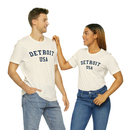 'Detroit USA' T-Shirt (Collegiate Font) | Unisex Standard