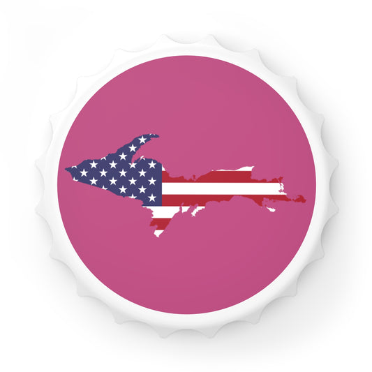 Michigan Upper Peninsula Bottle Opener (w/ UP USA Flag ) | Apple Blossom Pink