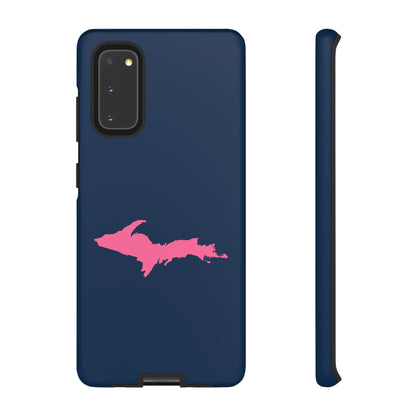 Michigan Upper Peninsula Tough Phone Case (Navy w/ Pink UP Outline) | Samsung & Pixel Android