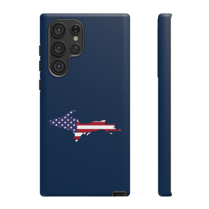 Michigan Upper Peninsula Tough Phone Case (Navy w/ UP USA Flag Outline) | Samsung & Pixel Android