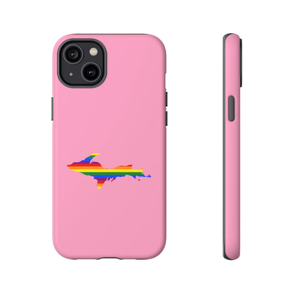 Michigan Upper Peninsula Tough Phone Case ('67 Pink Caddie w/ UP Pride Flag Outline) | Apple iPhone