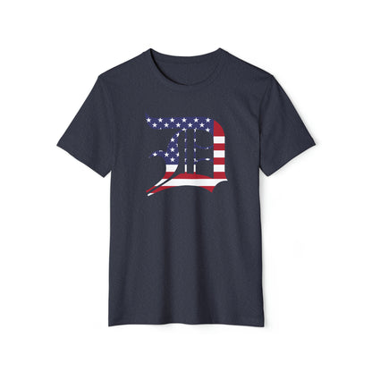 Detroit 'Old English D' T-Shirt (Patriotic Edition) | Unisex Recycled Organic