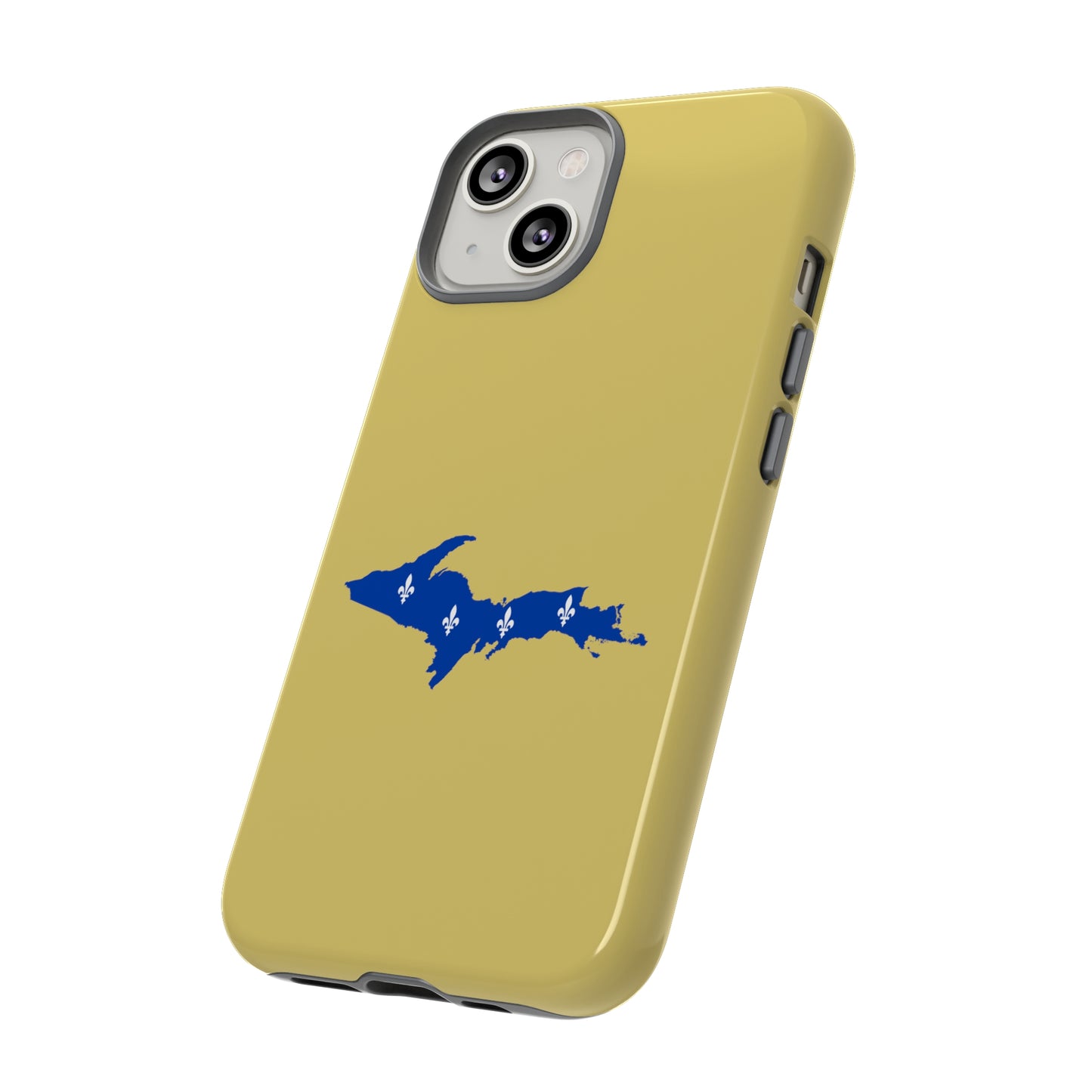 Michigan Upper Peninsula Tough Phone Case (Plum Yellow w/ UP Quebec Flag Outline) | Apple iPhone